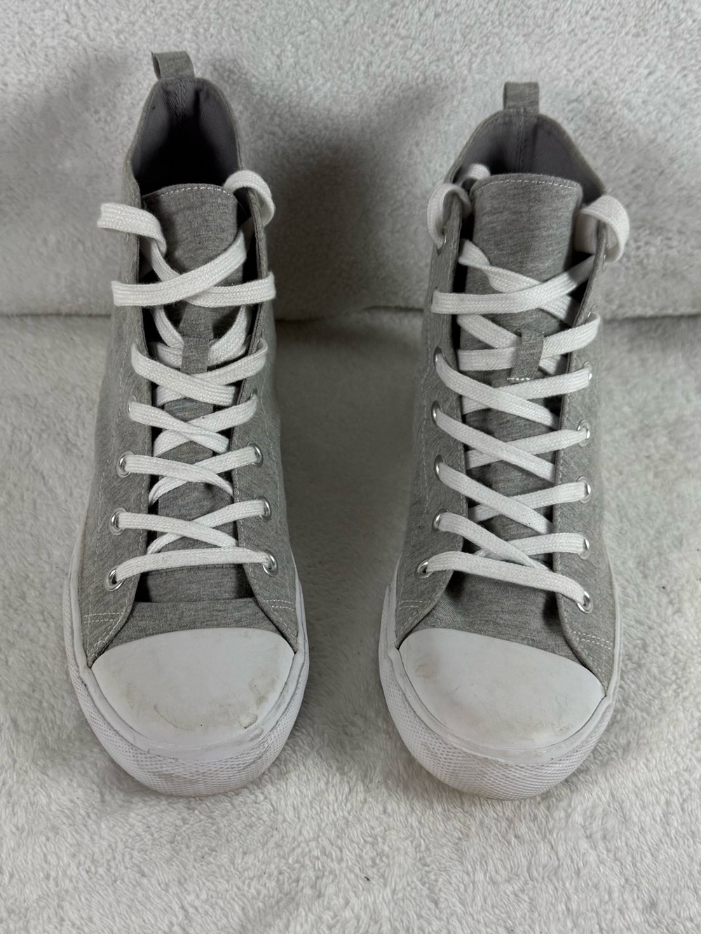 Mission Gray Canvas High-Top Sneakers with White Trim-Size 9